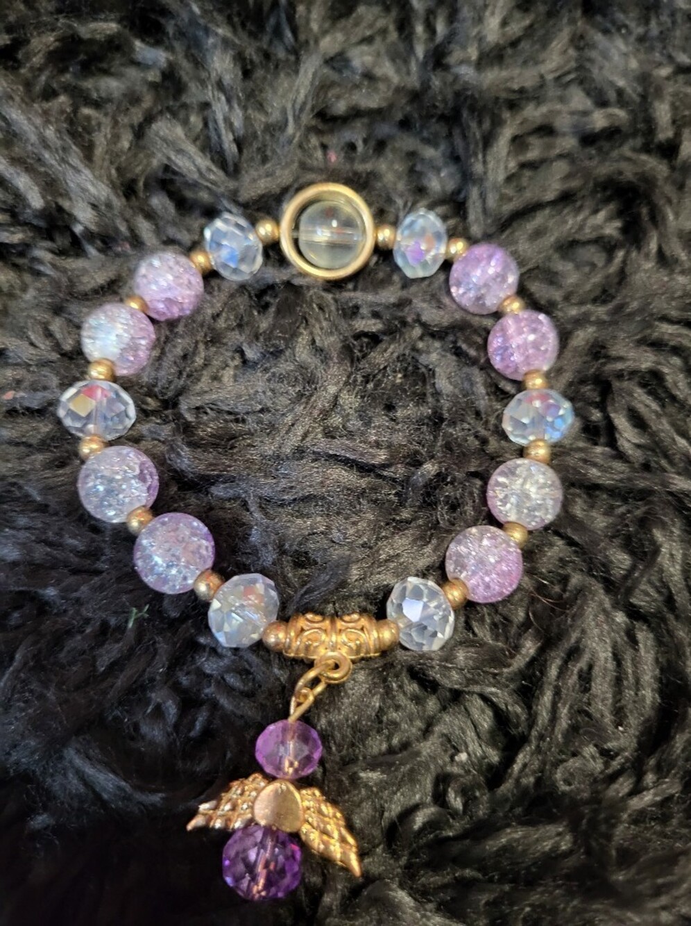 Lavender Crystal Angel Charm Bracelet - Women's Jewelry - Picture 3 of 3